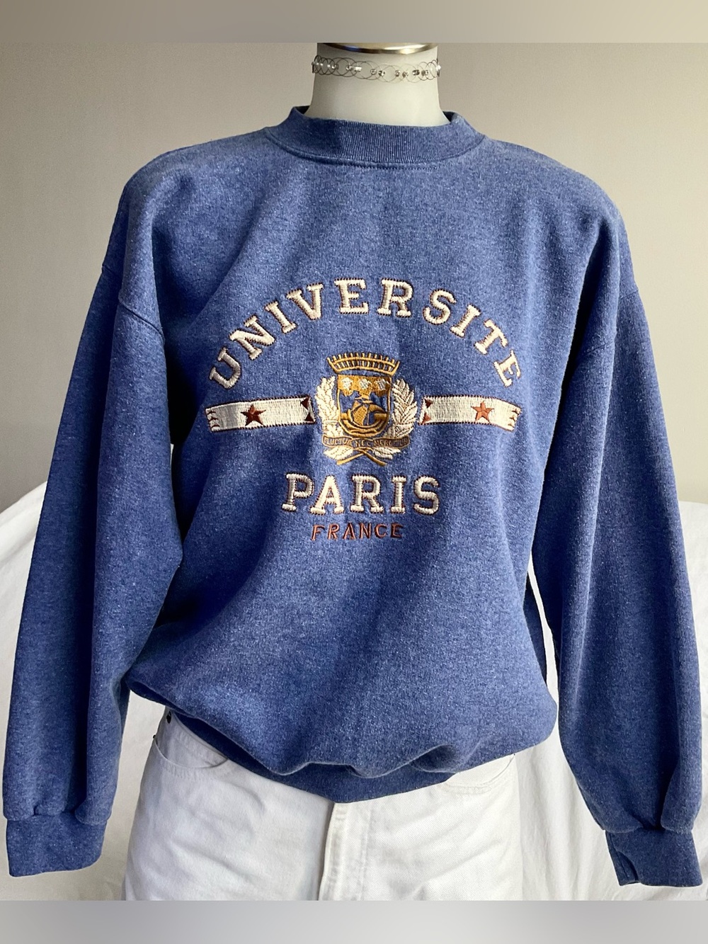 Vintage 80s Energy Paris | Université Paris Sorbonne Embroidered Sweatshirt | M